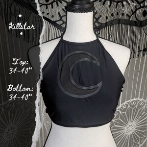 Killstar Bikini Set Crescent Moon Black Halter Mesh Goth Read Description